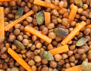 Lenticchie con carote e semi di zucca